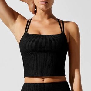 Carbon 38 Black Ribbed Cami Bra